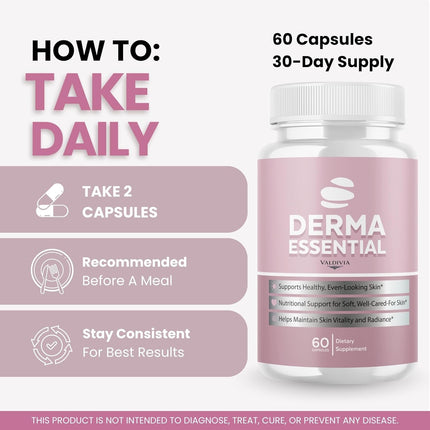 Derma Essentials Health & Wellness Supplement Capsules 2 Pack 120 Count