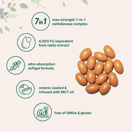 Micro Ingredients Nattokinase – 7-in-1 Cardiovascular Support, 240 Softgels