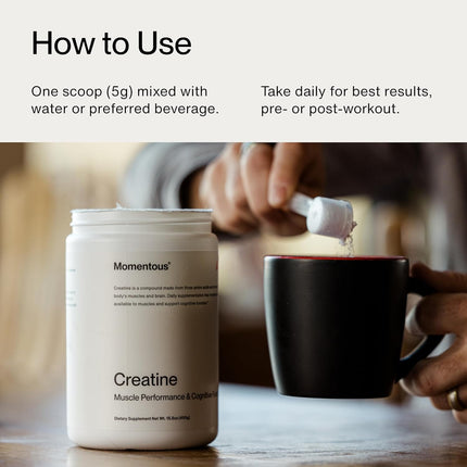 Momentous Creatine Monohydrate Powder - 90 Servings