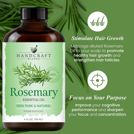 Handcraft Blends Rosemary Essential Oil 100% Pure & Natural Premium Grade 4 fl oz