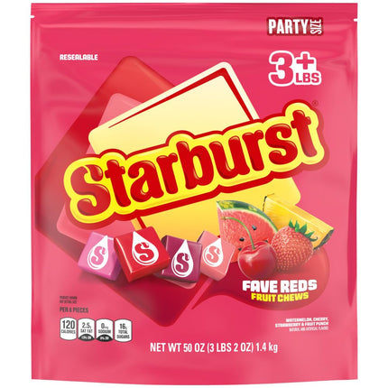 STARBURST FaveREDS Fruit Chews Candy 50 oz Party Size Bag