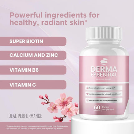 Derma Essential Supplement Capsules with Natural Ingredients 180 Capsules (3 Pack)