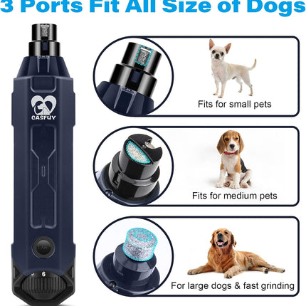 Casfuy 6-Speed Dog Nail Grinder – Rechargeable Electric Pet Nail Trimmer for Small, Medium & Large Dogs