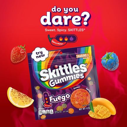 SKITTLES Gummies Fuego Sweet & Spicy Gummy Candy 12 oz Bag