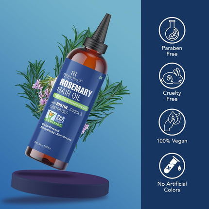 Botanic Hearth Rosemary Hair Oil with Biotin, Castor & Jojoba 4 fl oz
