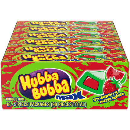 Hubba Bubba Max Strawberry Watermelon Bubble Gum 18 Packs 5 Pieces Each