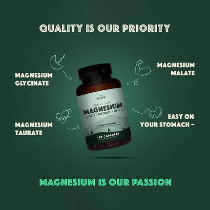 Natural Rhythm Triple Calm Magnesium Complex – Chelated Magnesium Glycinate, Taurate & Malate, 120 Vegan Capsules