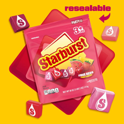 STARBURST FaveREDS Fruit Chews Candy 50 oz Party Size Bag