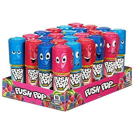 Push Pop Assorted Fruit Flavored Candy Lollipops 24 Count Variety Pack