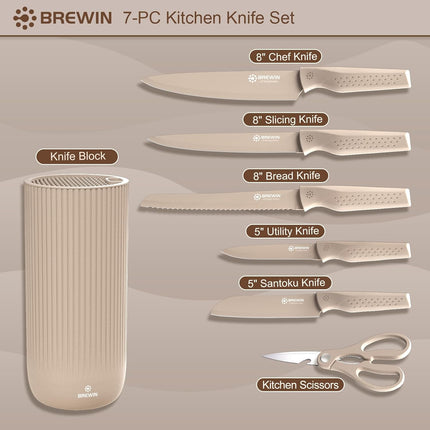 Brewin Kitchen Knife Set with Universal Knife Block Dishwasher Safe