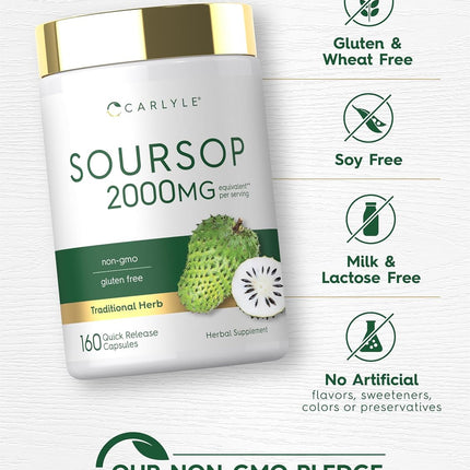 Carlyle Soursop Leaves Herbal Supplement 160 Capsules