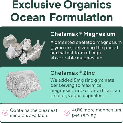 Organics Ocean Magnesium Glycinate with Zinc Capsules 90 Count