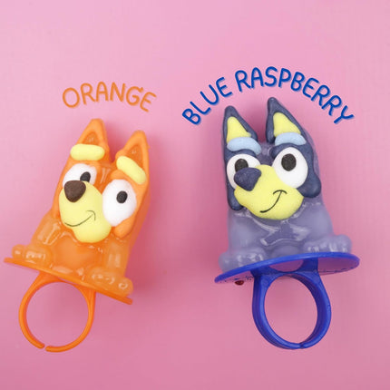 Bluey Lollipop Rings Orange & Blue Raspberry Flavored Candy 18 Count