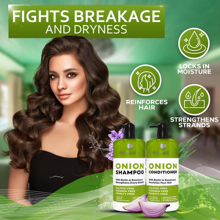 Onion Shampoo and Conditioner Set with Rosemary and Biotin Sulfate Free