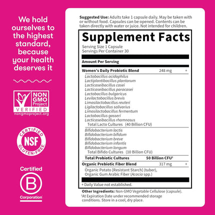 Garden of Life Dr. Formulated Probiotics for Women Once Daily 50 Billion CFU 16 Strains + Organic Prebiotics 30 Capsules