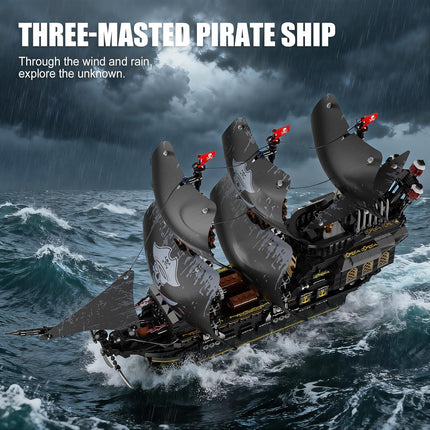 Pirate Ship Building Set with Lights – MOC Black Pearl Blocks for Adults & Teens, Collectible Display, 2288 Pieces, Gift Idea
