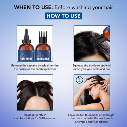 Botanic Hearth Rosemary Hair Oil with Biotin, Castor & Jojoba 4 fl oz