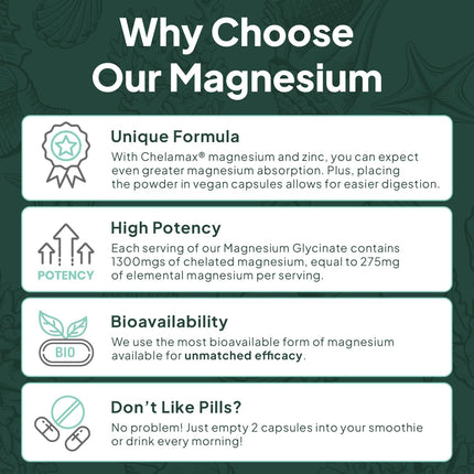 Organics Ocean Magnesium Glycinate with Zinc Capsules 90 Count