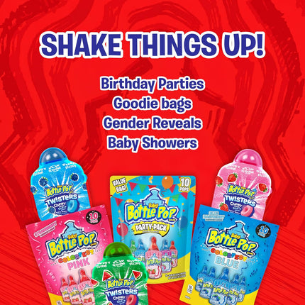 Baby Bottle Pop Candy Lollipops with Powdered Dip Assorted Flavors 10 Count Variety Pack