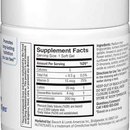 Blink NutriTears Dry Eye Supplement with Omega & Vitamins 30 Softgels