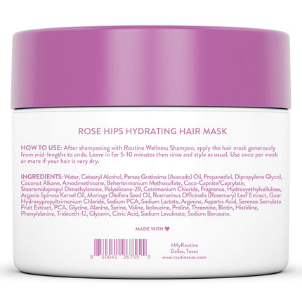 Routine Wellness Hydrating & Conditioning Hair Mask Rose Hips 8 oz