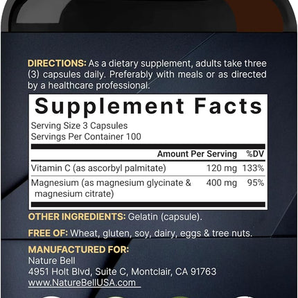 Magnesium Complex Glycinate Citrate 400 mg Capsules 300 Count