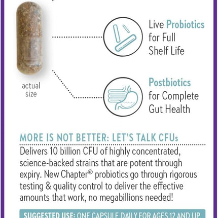 New Chapter All-Flora Probiotic with Prebiotics & Postbiotics Vegetarian Capsules 60 Count