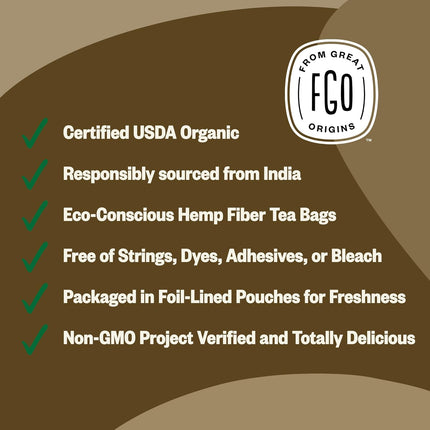 FGO Organic Ashwagandha Tea Bags Caffeine Free 100 Count