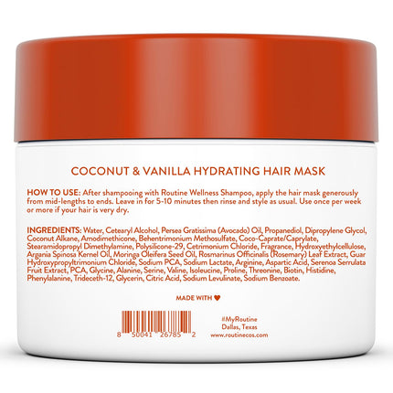 Routine Wellness Hydrating & Conditioning Hair Mask Coconut & Vanilla 8 oz
