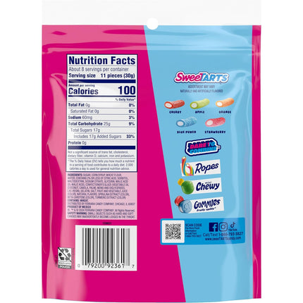 SweeTARTS Rope Bites Mixed Fruit Candy 8 oz Resealable Bag