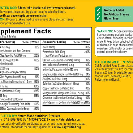 Nature Made Multivitamin Tablets with Iron 130 Day Supply 130 Count