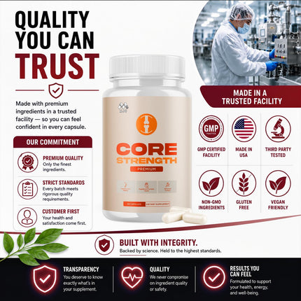 Core Strength Supplement Capsules with Natural Ingredients & Multivitamins 60 Capsules