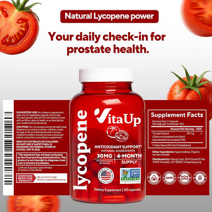 Lycopene Supplement with Tomato Extract – Antioxidant Support, Non-GMO, 120 Capsules