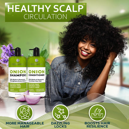 Onion Shampoo and Conditioner Set with Rosemary and Biotin Sulfate Free