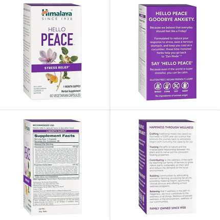 Himalaya Hello Peace Herbal Stress Support Supplement 60 Vegan Capsules