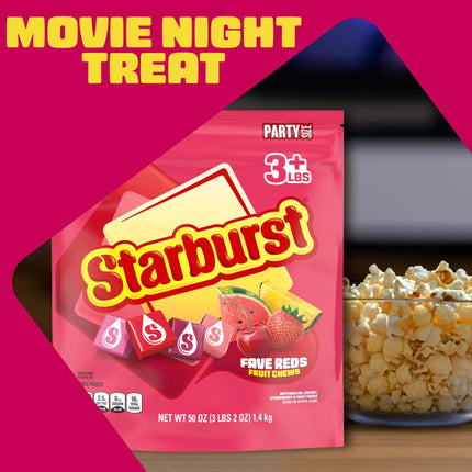 STARBURST FaveREDS Fruit Chews Candy 50 oz Party Size Bag