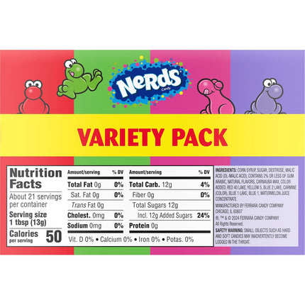 NERDS Dual Variety Pack Crunchy Fruity Candy Grape Strawberry Watermelon Cherry 9.9 oz 6 Pack