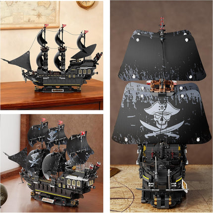 Pirate Ship Building Set with Lights – MOC Black Pearl Blocks for Adults & Teens, Collectible Display, 2288 Pieces, Gift Idea