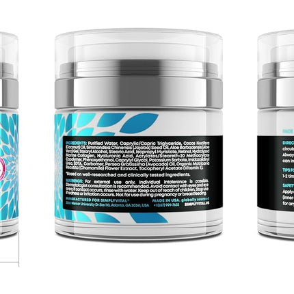 Face Moisturizer Retinol Collagen Hyaluronic Acid Cream 1.7 fl oz