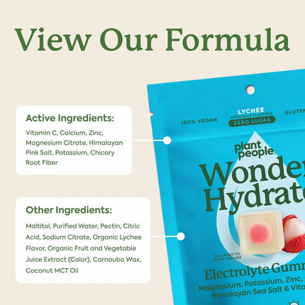 Plant People WonderHydrate Electrolyte Gummies with Magnesium, Potassium & Vitamin C 42 Count