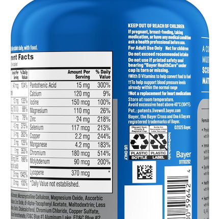 One A Day Men’s 50+ Multivitamin Vitamins A C D Calcium 200 Tablets