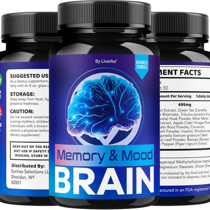 Memory Mood and Brain Supplement Capsules 120 Capsules (2 Pack)
