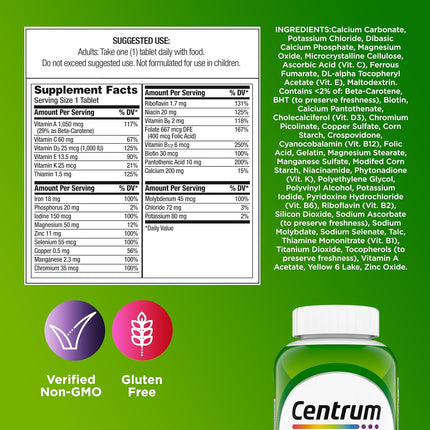 Centrum Adult Multivitamin Multimineral Tablets Antioxidants 200 Count