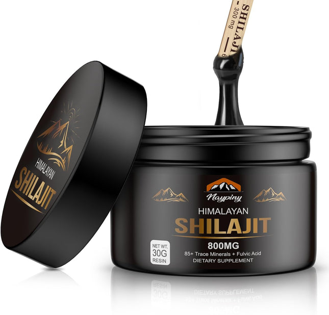 Pure Himalayan Shilajit Resin 800mg – Gold Grade with Fulvic Acid & 85+ Trace Minerals, Energy & Wellness Support