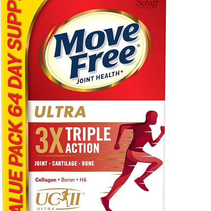 Move Free Ultra Triple Action Joint Support – Type II Collagen, Boron & Hyaluronic Acid, 64 Tablets
