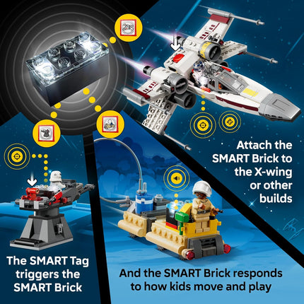 LEGO Star Wars SMART Play Luke’s Red Five X-Wing Set – Interactive SMART Brick Toy for Kids 6+, Gift Idea – 75423