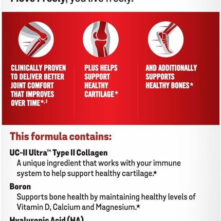 Move Free Ultra Triple Action Joint Support – Type II Collagen, Boron & Hyaluronic Acid, 64 Tablets