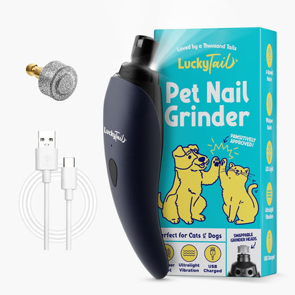 LuckyTail Pet Nail Grinder – USB Rechargeable Dog & Cat Nail Trimmer with LED Lights, 2 Speeds