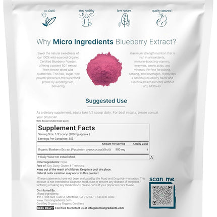 Organic Blueberry Extract Powder 10oz – 100% Natural Fruit Powder for Drinks & Smoothies