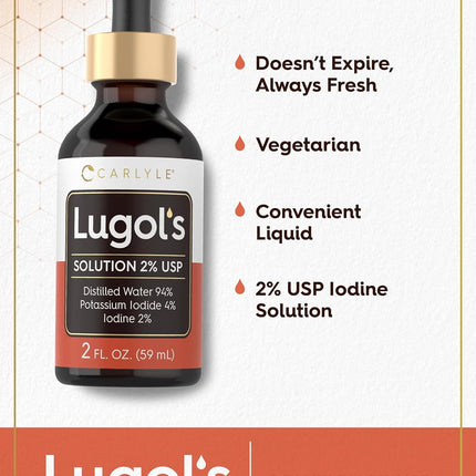 Carlyle Lugol’s Iodine 2% Solution – Iodine & Potassium Iodide Liquid Drops, 2 fl oz